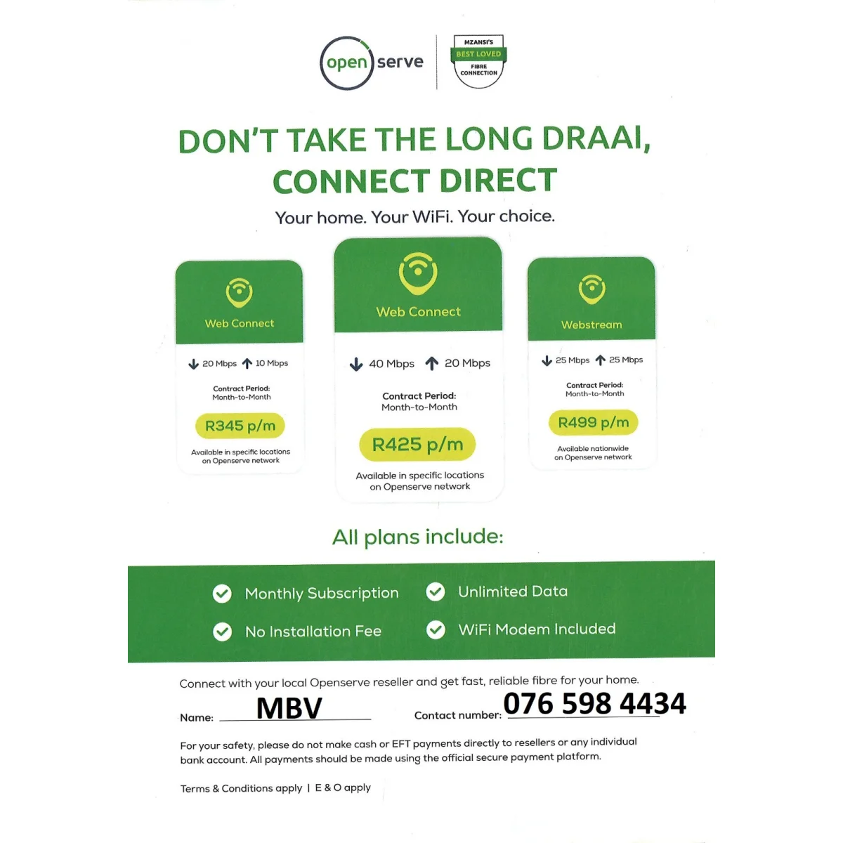 Fibre internet installation service